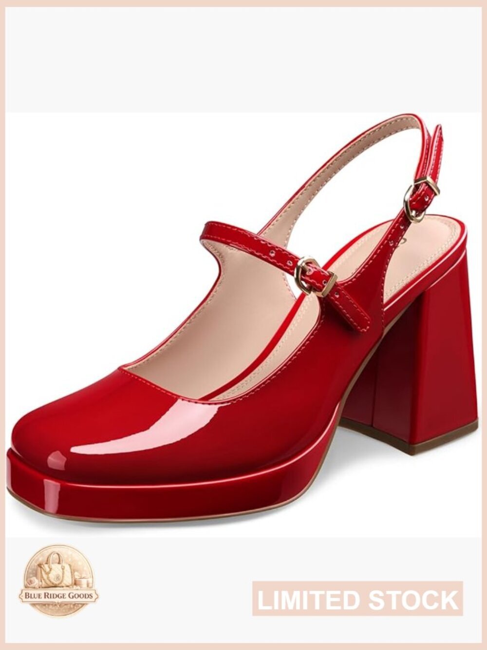 Chunky Mary Jane Pumps, 3.9" Block Heel, Slingback, Closed Toe, Dress Shoes